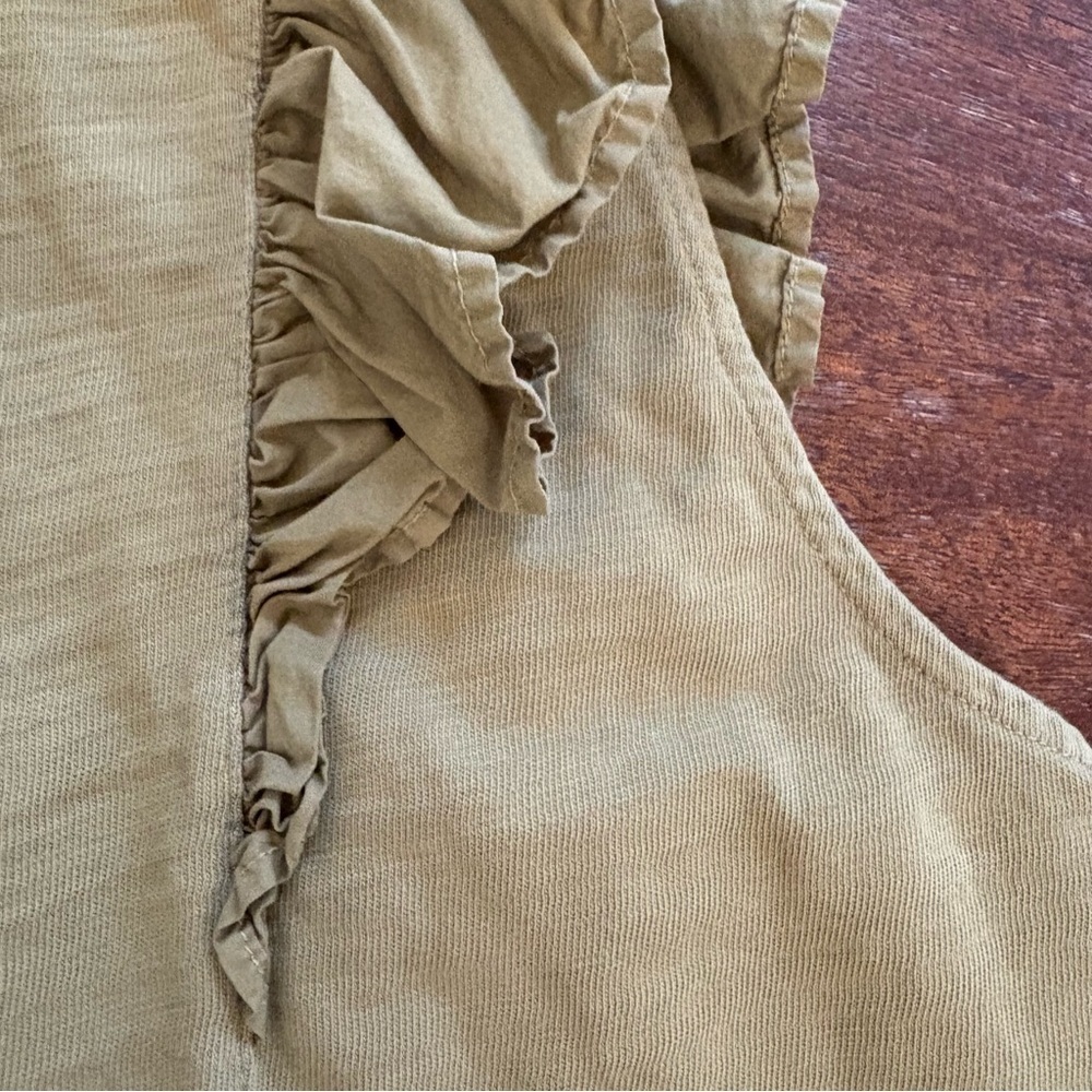 Nation LTD Archer Ruffle Sleeve Top Button Down Sleeveless Shirt Olive Green M - Picture 9 of 12